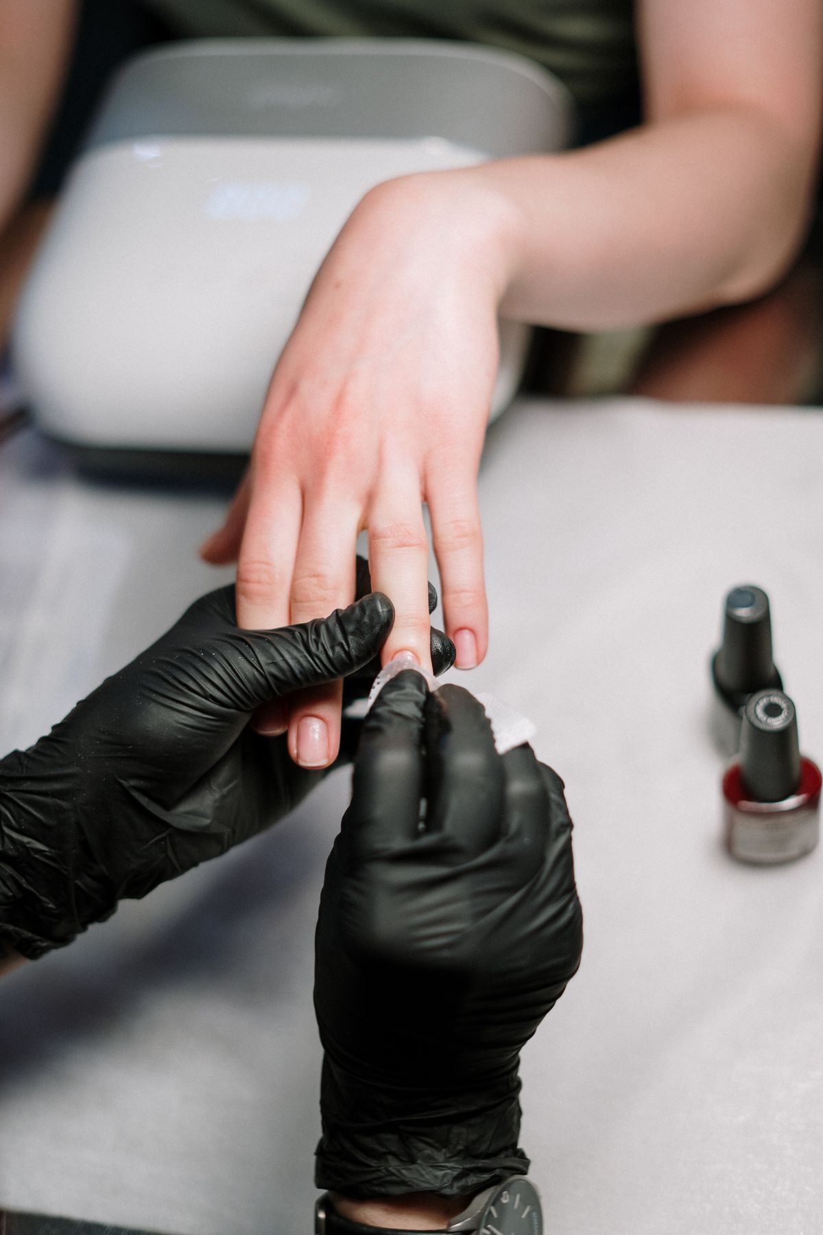 Manicure in progress at Queen & King Nail Salon