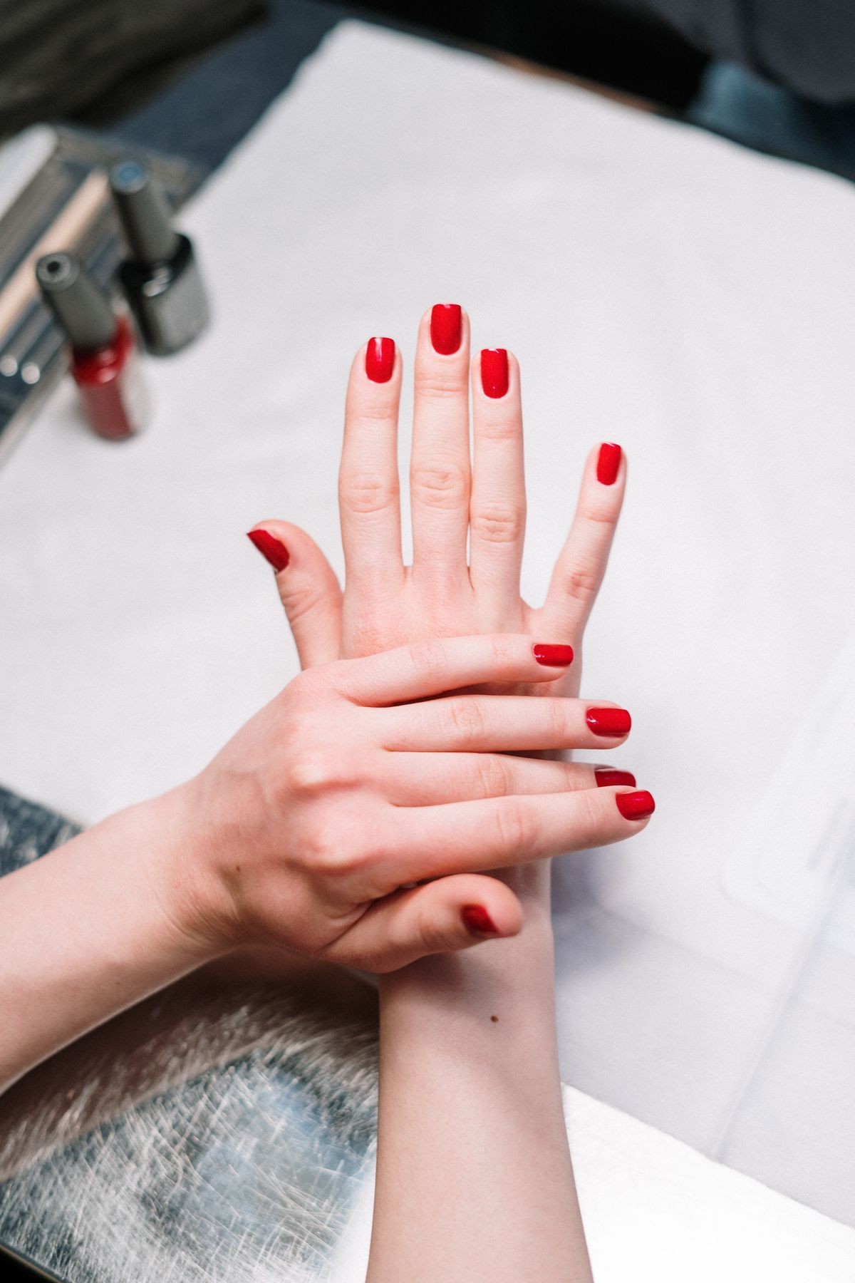 Nail color application at Queen & King Nail Salon